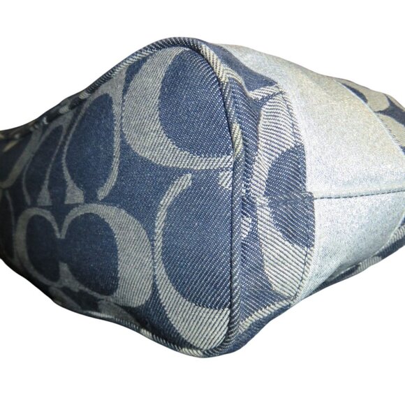 Coach Carley Signature Sufflette Denim & Leather handbag & glitter stripe accent - Picture 12 of 15